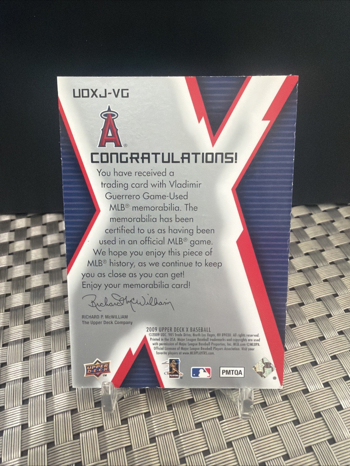 2009 VLADIMIR GUERRERO UPPER DECK X UDXJ-VG GAME USED JERSEY RELIC SP CARD PWE view 2