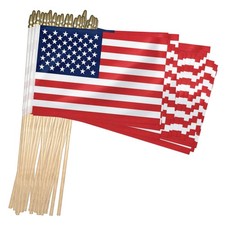 100 Pack Small American Flags on Stick 4x6 Inch, Mini Handheld USA Flags Bulk...