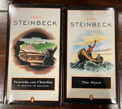 2 Book LOT: Travels With Charlie AND The Pearl | John Steinbeck, Paperback