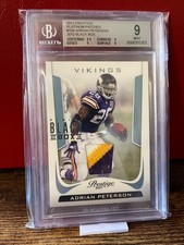2011 PRESTIGE PLATINUM PATCHES 2012 BLACK BOX ADRIAN PETERSON #1/1 BGS 9 W/ 9.5