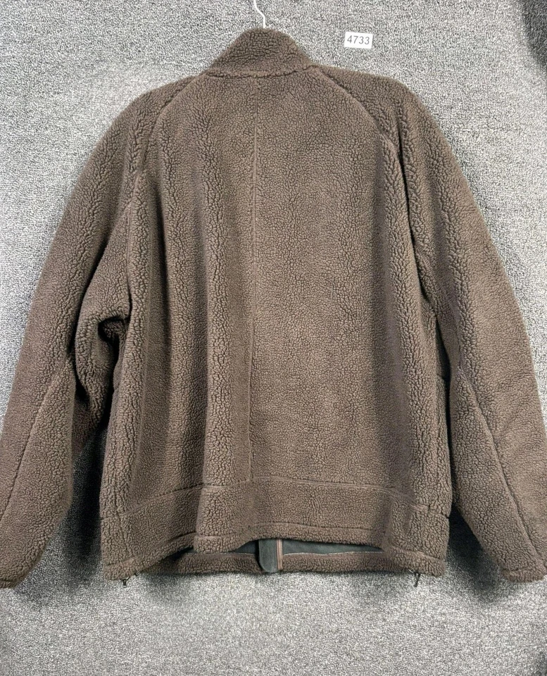 Chaqueta Cabela's Para Hombre XL Marrón Sherpa Vellón Cremallera Completa Bolsillos Exterior Pila Alta Foto 3 de 4