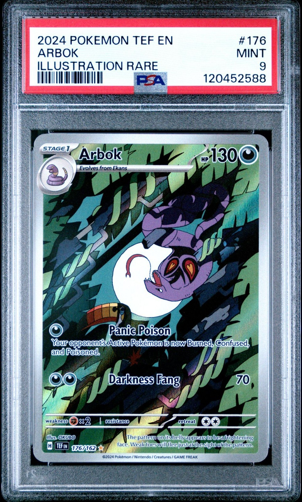 2024 POKEMON TEF EN-TEMPORAL FORCES ILLUSTRATION RARE #176 ARBOK PSA 9