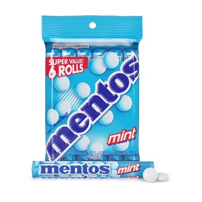 Mentos Chewy Mint Candy Roll, Peppermint, 1.32 Ounce (Pack of 6), White 