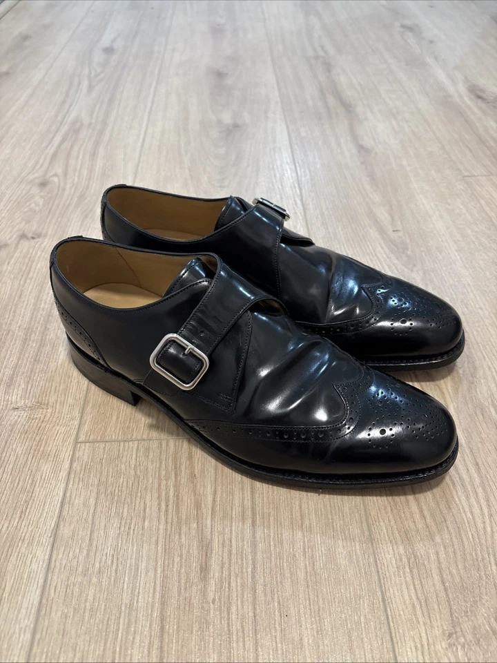 ZAPATOS CHARLES TYRWHITT COMPTON CUERO NEGRO PUNTA DE ALA BROGUE MONJE CORREA Talla 9.5 Foto 3 de 4