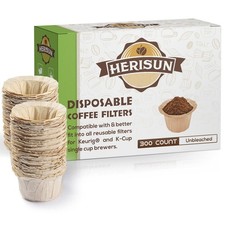 300 Count Disposable K Cup Filters, Coffee Filter Paper for Keurig Brewers Si...