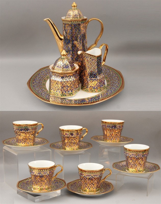 BENJARONG Thai Porcelain Enameled & Gilded TEA SET Teapot Sugar Creamer Teacups