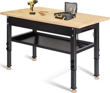 48" Adjustable Workbench with Power Outlet and Partition