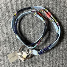 Vera Bradley Lanyard Butterfly By Blue Floral Cotton ID Key Holder 28145-X49 NEW