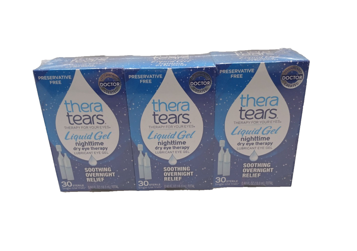 TheraTears Liquid Gel Nighttime 3 Pack 90 Vials Preservative Free Dry Eye
