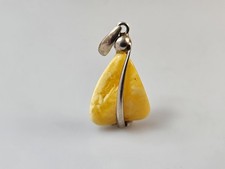 Ciondolo in argento bianco 925 catena ambra catenina regalo per donna fatto...