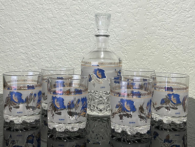 Vintage Set Cerve DeValbor Crystal Lowball /Rocks Glasses & Decanter.Made iItaly