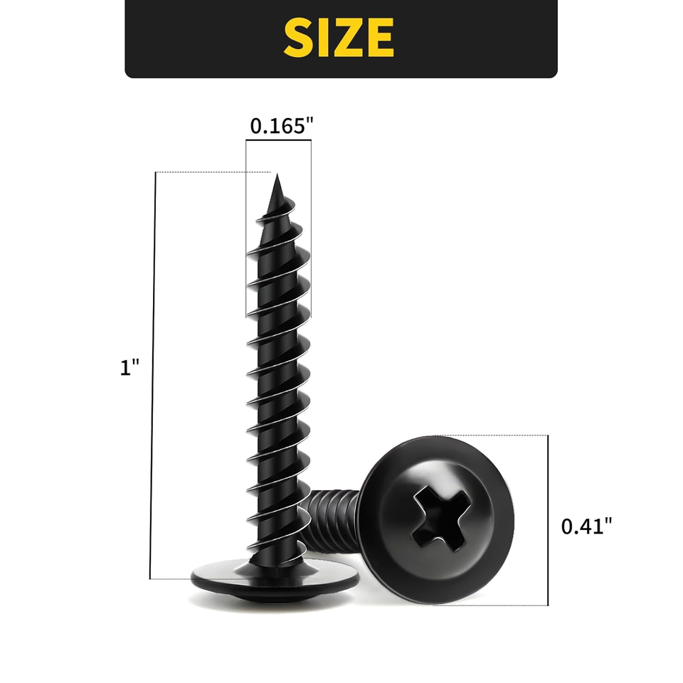 Wood Screws 1 Inch, 110 PCS Premium Phillips Truss Head Black Wood ...