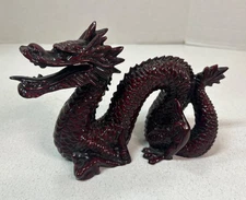 Vintage Chinese Red Resin Dragon Figure Asian Oriental 5" x 8" Figurine Decor