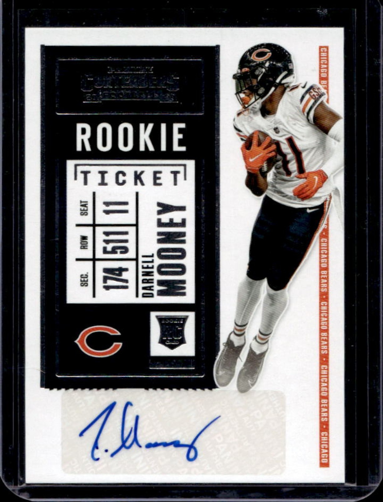 2020 Contenders Darnell Mooney Rookie Auto RC Rookie Ticket #204 Bears