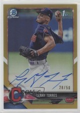 2018 Bowman Draft Chrome Pick Gold Refractor 28/50 Lenny Torres Jr Auto 1d6z