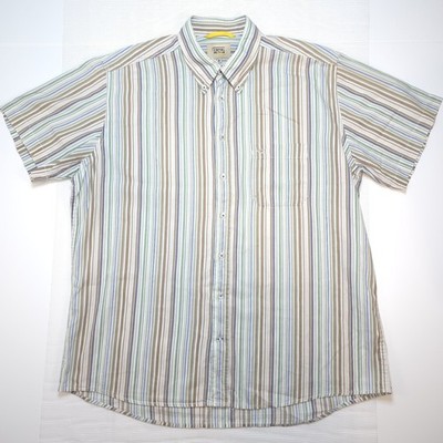 Camel Active Shirt Mens Size XL Brown Short Sleeve Striped Pattern Shirt