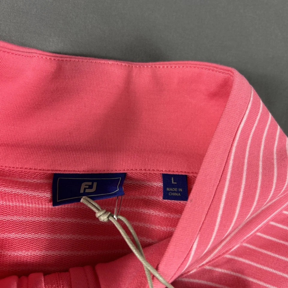 FootJoy Golf Pullover French Terry 1/4 Zip Large Pink Striped Lyocell MSRP $115 - Image 3 of 4