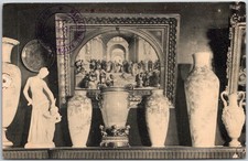 Paris France Museum Interior Vases Statue C.1910s Sepia Tone Posted Postcard