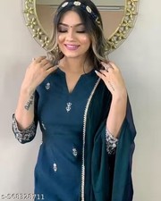 Indian Readymad Rayon Kurta Kurtis Pant Set for Women's Party Festive Outfit Gif