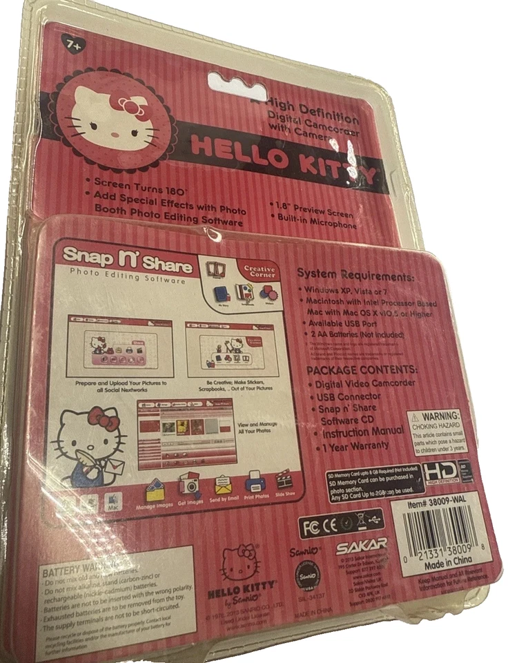HELLO KITTY 数码摄像机 带摄像头 2013 Sanrio 密封 — 第 4/4 张图片