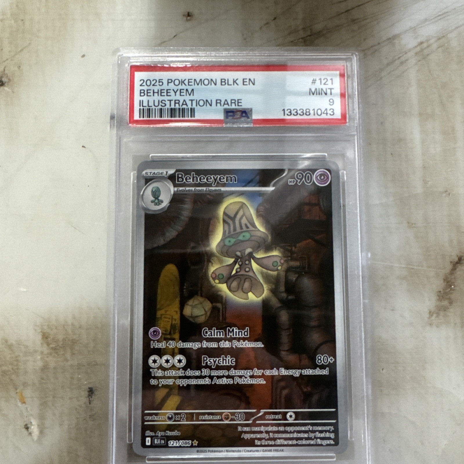 2025 POKEMON BLK EN-BLACK BOLT ILLUSTRATION RARE #121 BEHEEYEM PSA 9