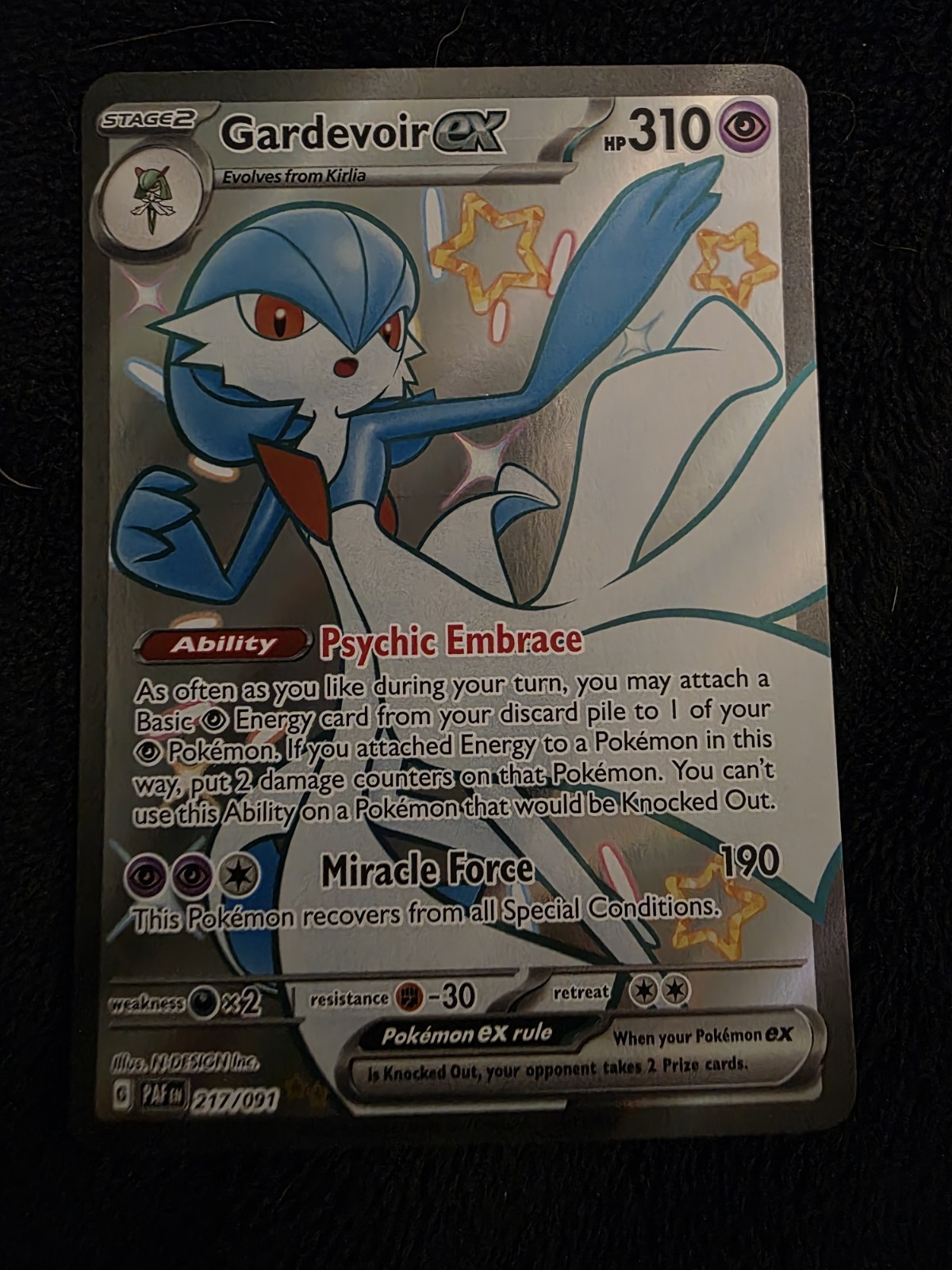 Pokemon TCG Gardevoir ex 217/091 Paldean Fates Full Art Holo EN HP310 2024