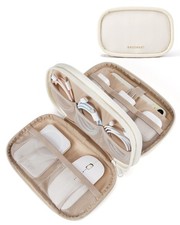 BAGSMART Electronics Organizer Travel Case, Cord Small, A-Double Layer Beige