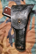 Vintage 1911 5in Right-hand Owb Black Leather Military Style Flap Holster