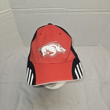 University of Arkansas Razorbacks Adidas Red Embroidered  Baseball Hat Adj Strap