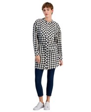 Tommy Jeans Women's Cotton Plaid Relaxed Shirtdress (Black Multi, Small)