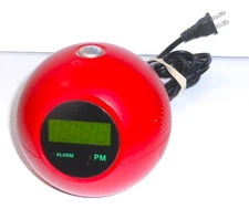 Vintage 80's Memorex Timeball Sphere AM/FM Alarm Clock Radio Red MSP-CR1100 S176