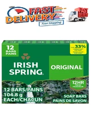 Irish Spring Original Deodorant Bar Soap for Men, With Flaxseed Oil, 3.7 oz Bar