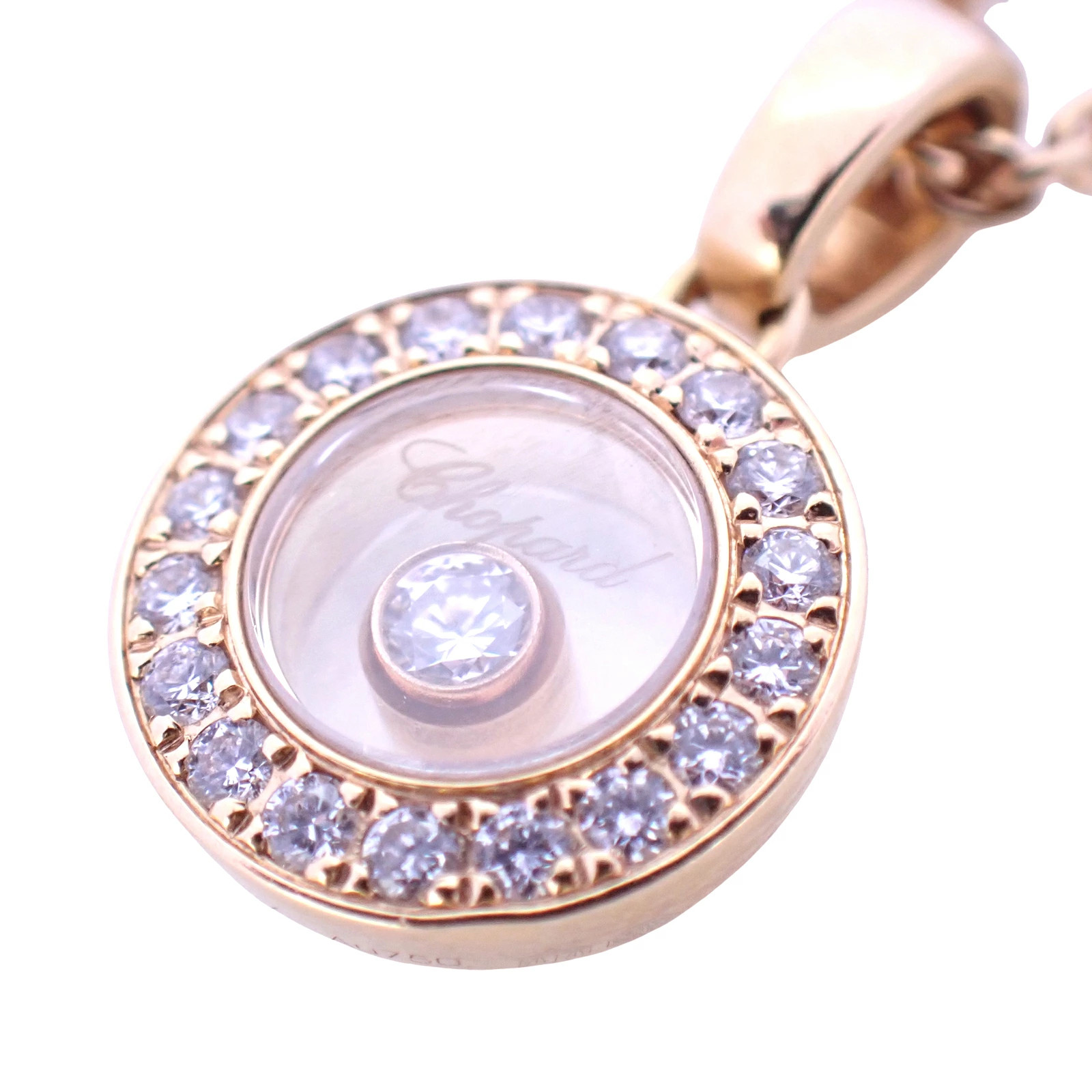 AUTH CHOPARD HAPPY DIAMONDS ICON K18 79A017-5201 ROSE GOLD WOMEN'S NECKLACE F/S