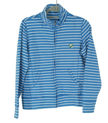 LL Bean Women's Blue Striped Zip Sweatshirt Athletic Top Activewear S Pet NWOT