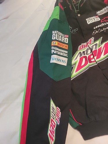 Selten Vintage Y2K Herren JH Design Nascar Dale Jr. Diet Mountain Dew Black Jacket S - Bild 8 von 24