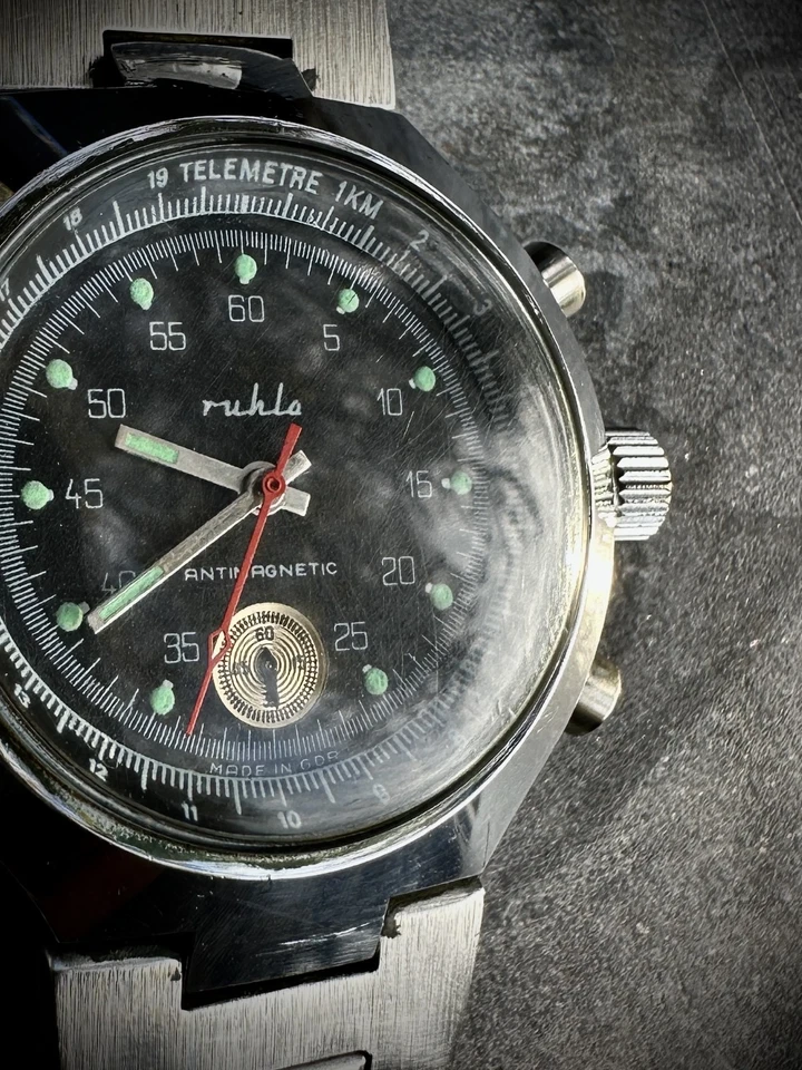RUHLA Chronograph 1970s Vintage men’s watch GDR period mechanical Antimagnetic - Image 3 of 4