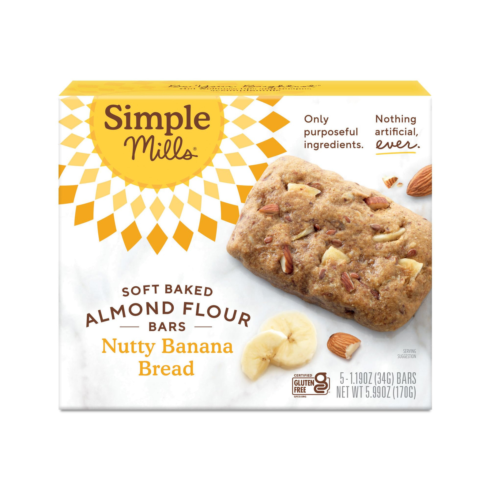 Simple Mills Nutty Banana Bread Almond Flour Snack Bar Gluten Free 1 Pack