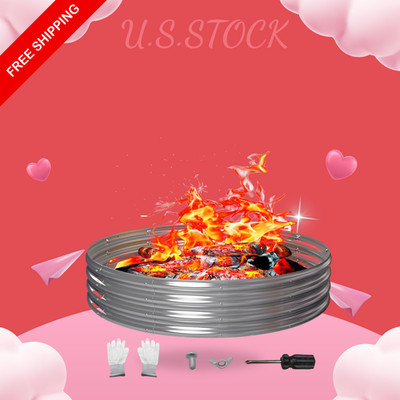 NEW 60 Inch Outdoor Fire Pit Ring Round Galvanized Portable Fire Pit Camping Met