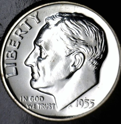 1955 GEM PROOF SILVER Roosevelt Dime Coin SUPERB PRF LOT #PQ70   NR