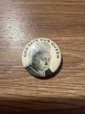 1897 Whitehead & Hoag Co God Save Our Queen Pin Badge Union Label Patent Antique