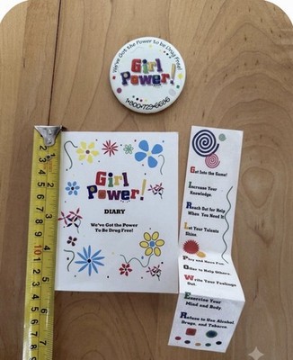 Spice Girls Girl Power 90s Y2K Drug Free mini Diary Journal, Bookmark, Button