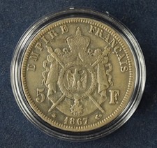 5 Francs, Napoleon III, Frankreich, 1867, Paris, Silber (s-ss/F-VF), KM#799