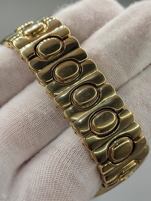 1990'S [N. MINT] 32MM Raymond Weil Tosca Mens Unisex 32mm 18K Gold