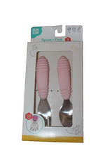 Bumkins Toddler Spoon  Fork: Dark Blue Stainless Steel