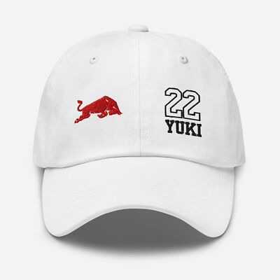 Yuki Tsunoda #22 Red Bull F1 2026 White Cap Embroidered Racing Fan Hat Gift