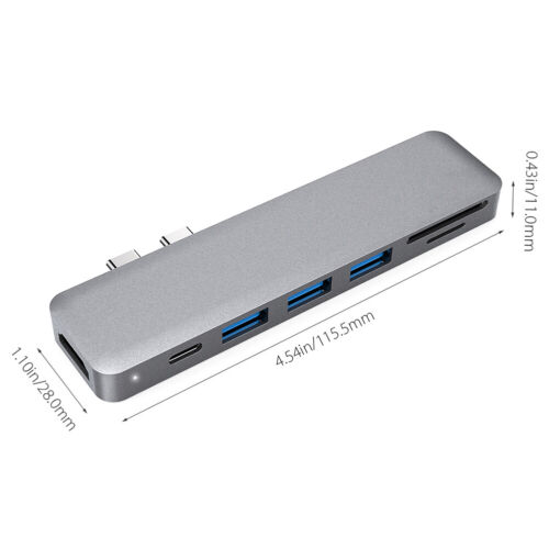 7 in 1 Multiport USB-C Hub USB 3.0 4K HDMI PD Adapter for Macbook Pro / Air I4R0 - Picture 5 of 12