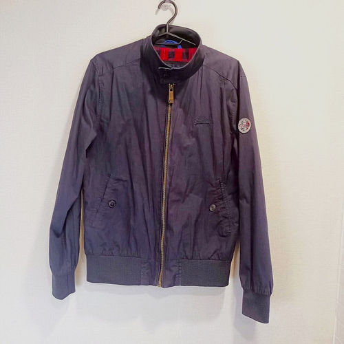 Superdry Bomberjacke Herren Gr. L Japan Navy Full Zip Mock Neck Taschen Logo