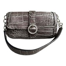 Handbag/Clutch Faux Crocodile Gray/Silver Outer Pocket Snap Front Inside Pocket