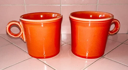 2 Fiesta Coffee Mugs Persimmon Orange Discontinued 2008 Homer Laughlin