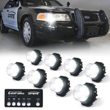 Xprite 8pcs Hideaway Led Strobe Light Kit Emergency Hazard Warning Lights Head